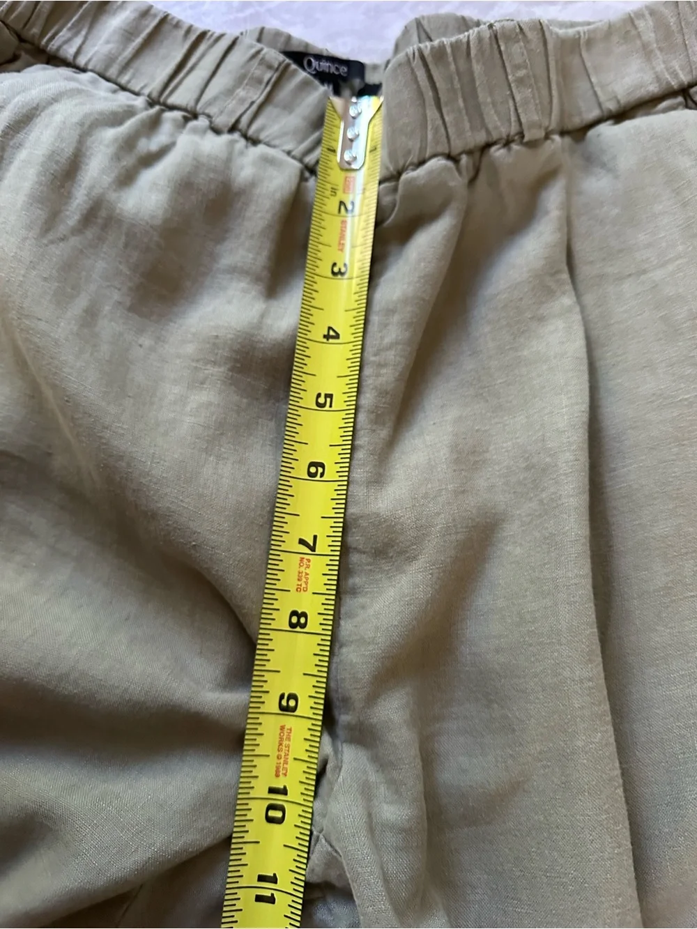 Quince 100% European Linen Pull On Pants Olive Green Elastic Waist Medium